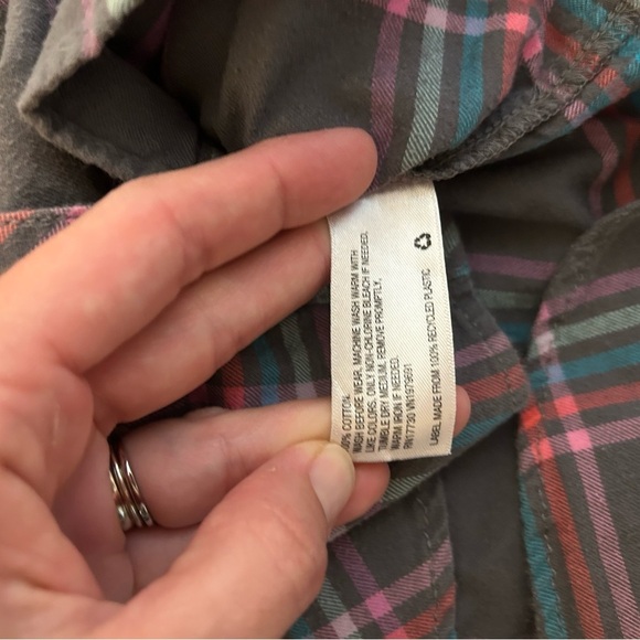 Cat & Jack girls gray pink blue Plaid Shirt - 7/8 - Picture 4 of 5